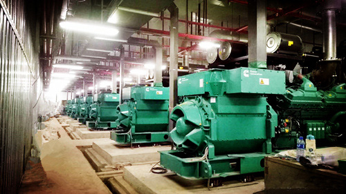 Diesel generator set fuel system and intake and exhaust system